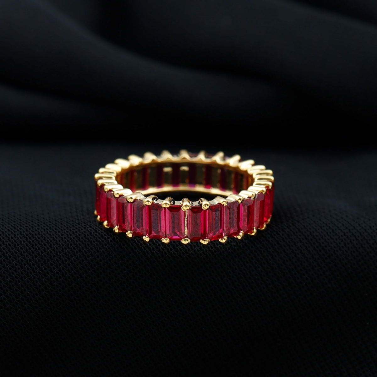 14K Yellow Gold Lab Created Ruby Eternity Ring, 2.75 CT, US 4.50 Y844930
