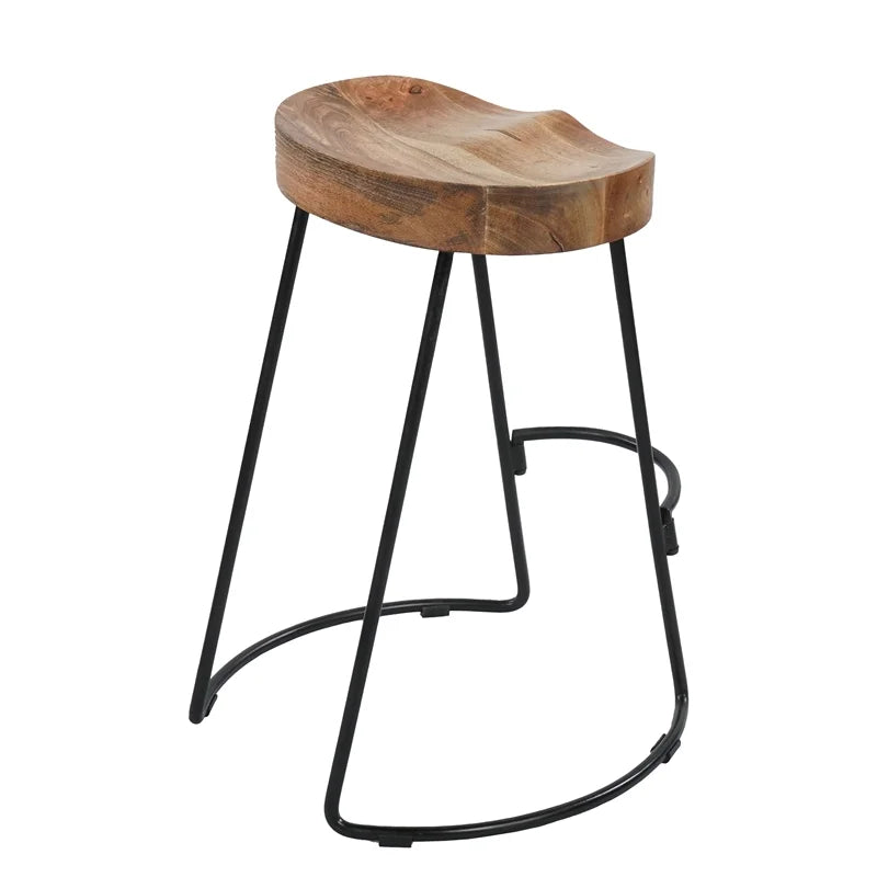 Mango Wood & Iron Barstool Set of 2 P3342