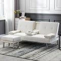 White Faux Leather Recessed Arm Sleeper L879
