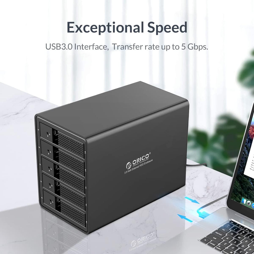 5 Bay USB 3.0 to SATA Aluminum Alloy RAID Hard Drive Enclosure for 3.5 inch HDD C8656
