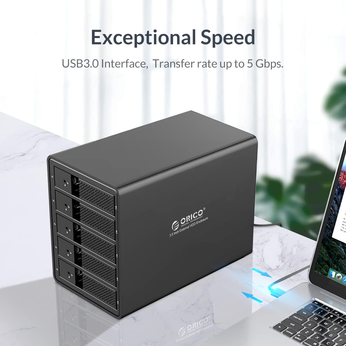 5 Bay USB 3.0 to SATA Aluminum Alloy RAID Hard Drive Enclosure for 3.5 inch HDD C8656