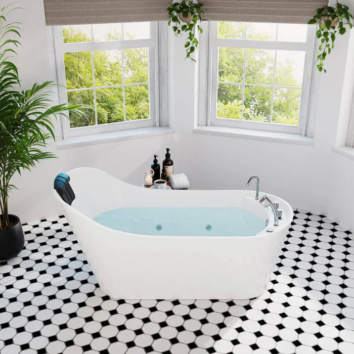 67 Freestanding Oval Whirlpool Bathtub with Faucet K1537
