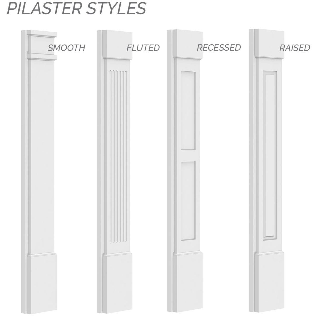 Two Equal Raised Panel PVC Pilaster with Standard Capital and Base (Pair) V39465