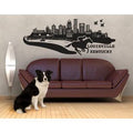 Beige 59in x 23in Cityscape Wall Decal Y386