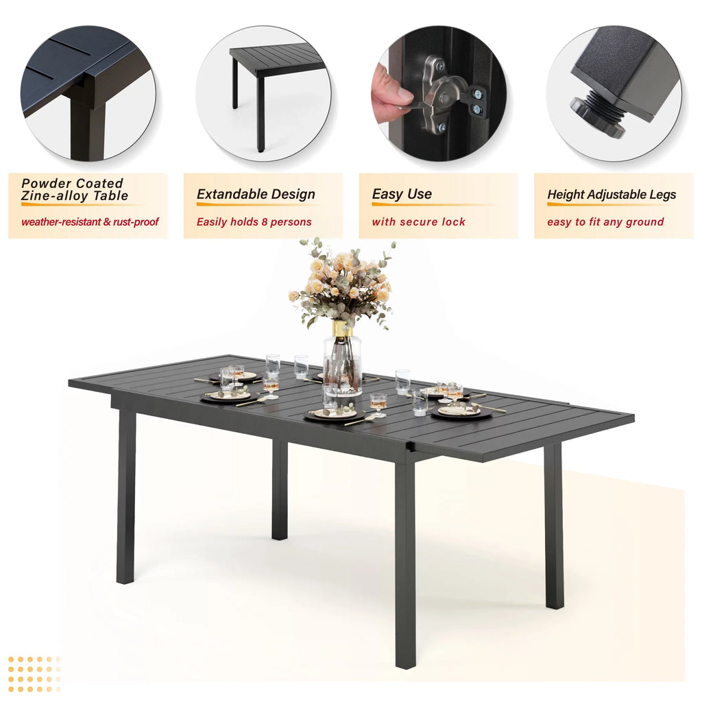 7 Pieces Outdoor Patio Dining Set with 6 Textilene Chairs and Extendable Dining Table R7725
