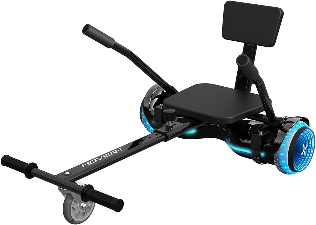 Black Hoverboard with Seat Attachment, 7 MPH, 6 Mile Range, 400W Motor, 220lbs Max Weight F5454
