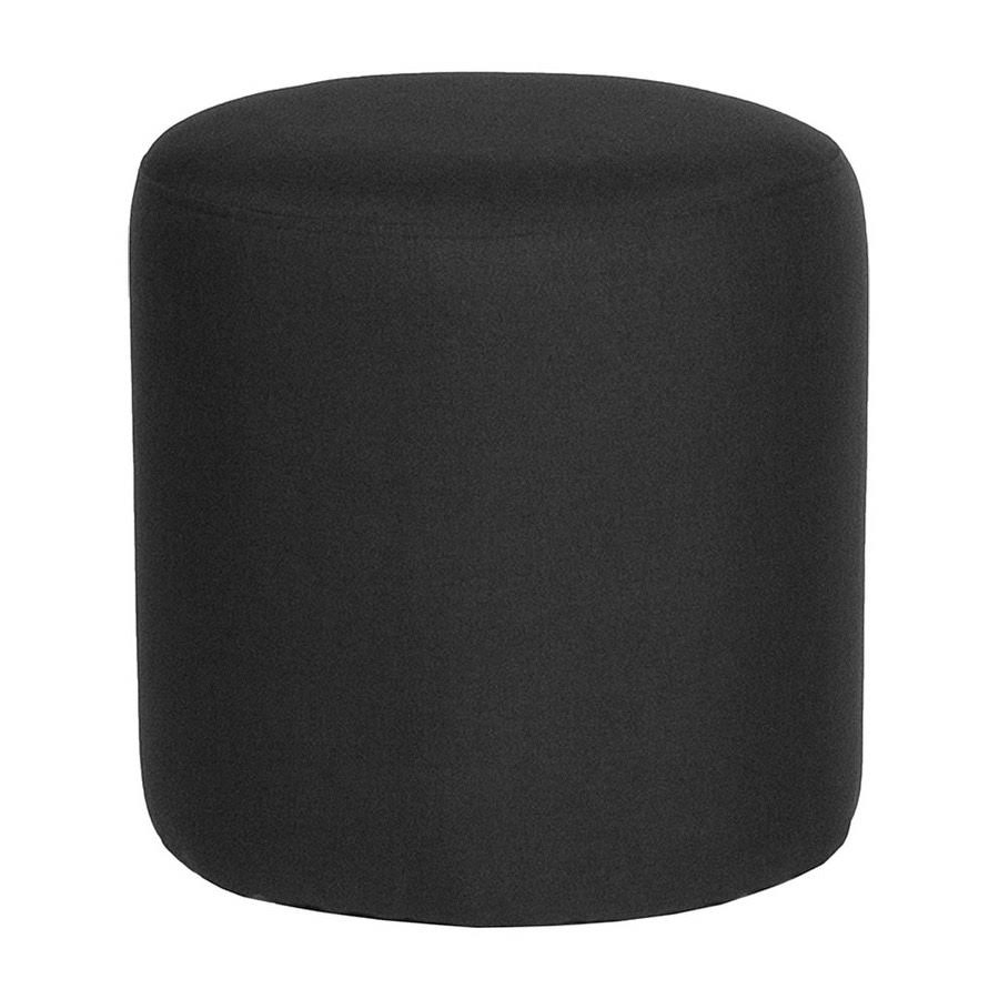 Black Fabric Round Ottoman Pouf X68645