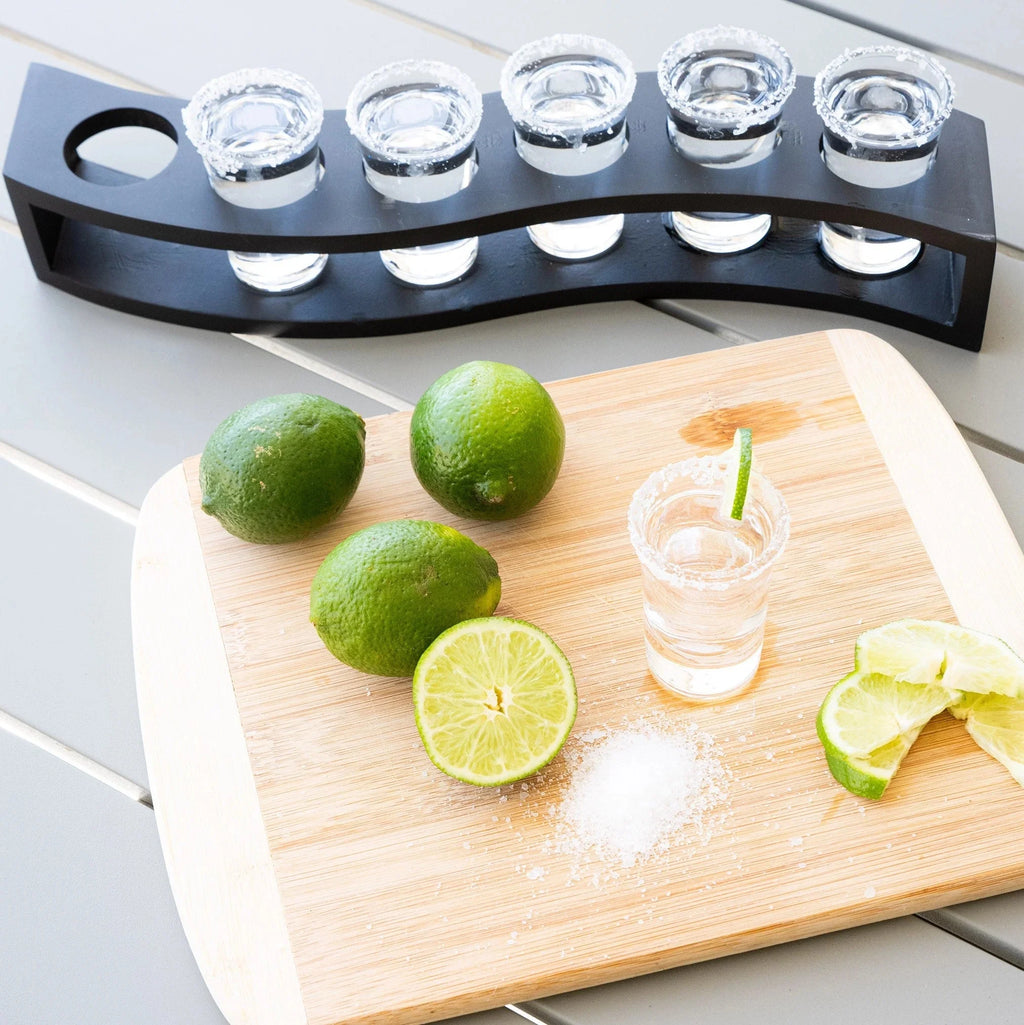 Shot Glasses Set of 6 with Wood Base G71554