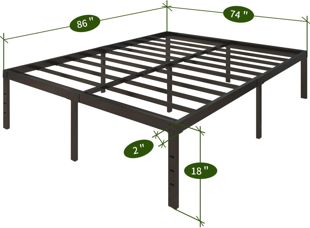 18 Inch Metal Platform Bed Frame Queen Black W85429