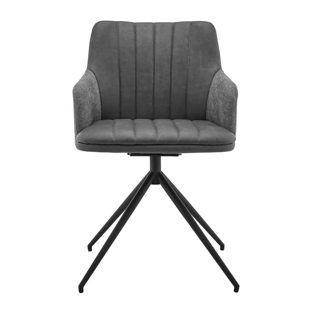 Gray Fabric Swivel Dining Chair Set of 2 L401578