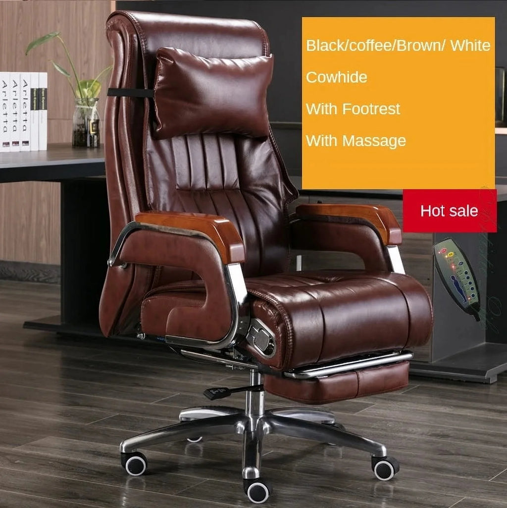Cowhide Reclining Massage Office Chair P98153