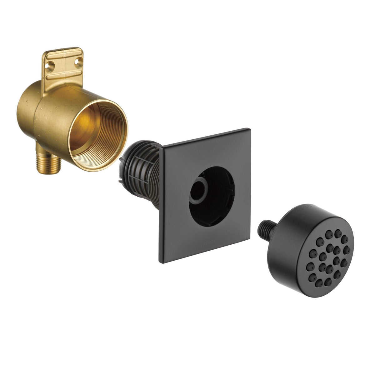 Matte Black Wall Mount Body Spray with Valve and Trim U18720