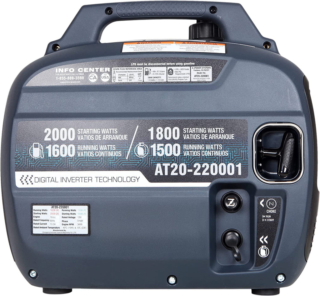 2000 Watt Portable Inverter Generator Dual Fuel V1178