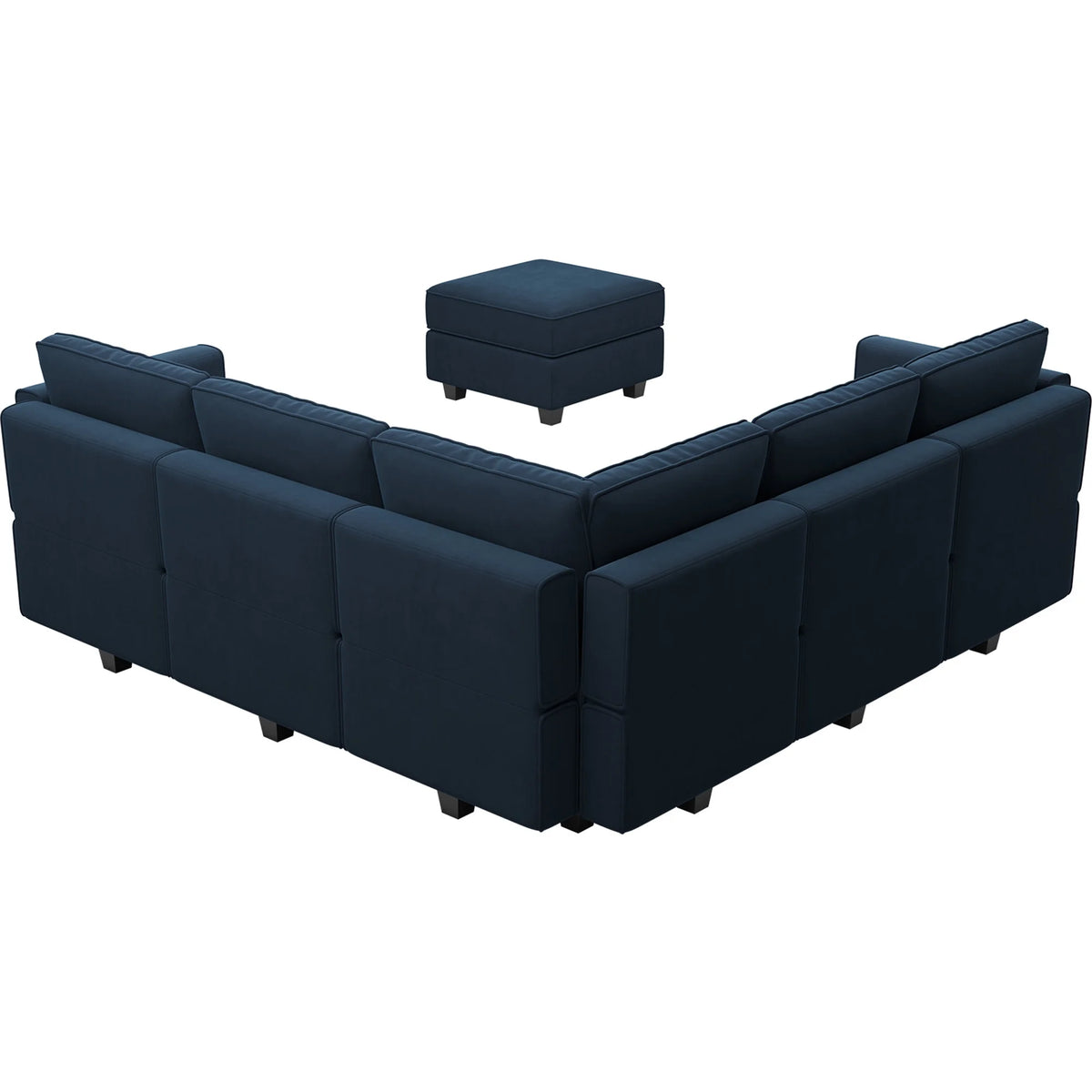 Blue Velvet L Shaped Sectional Sofa with Storage D755