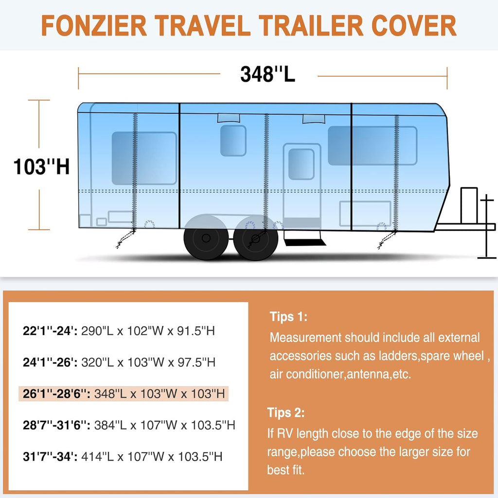 Heavy Duty 5 Layers Anti-UV Travel Trailer Cover 31'1 - 34' Z971