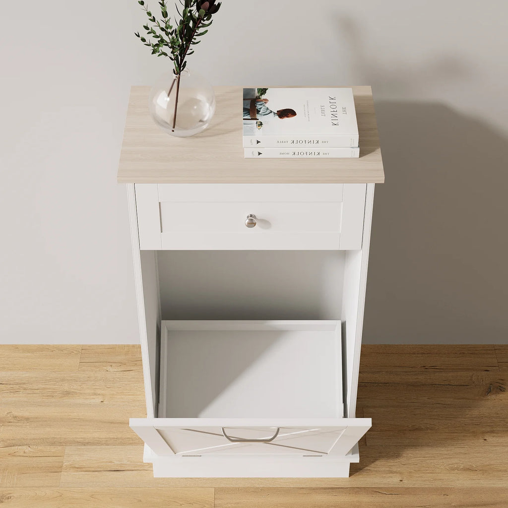 White Tilt Out Trash Can Cabinet N1767