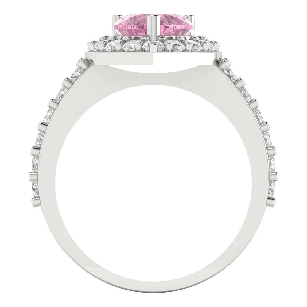 14k White Gold Halo Ring with Accents I84228