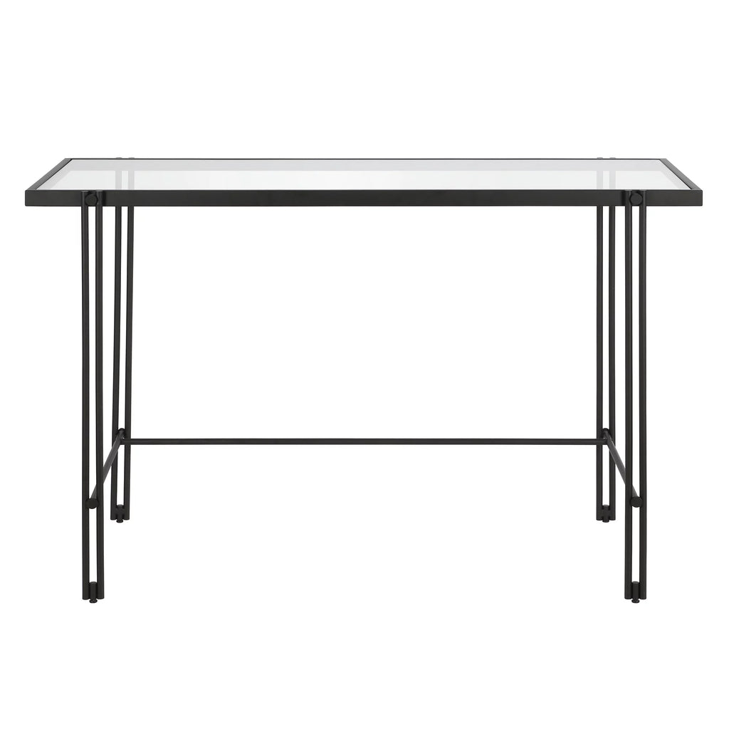 Blackened Bronze Metal Desk with Glass Top H49418