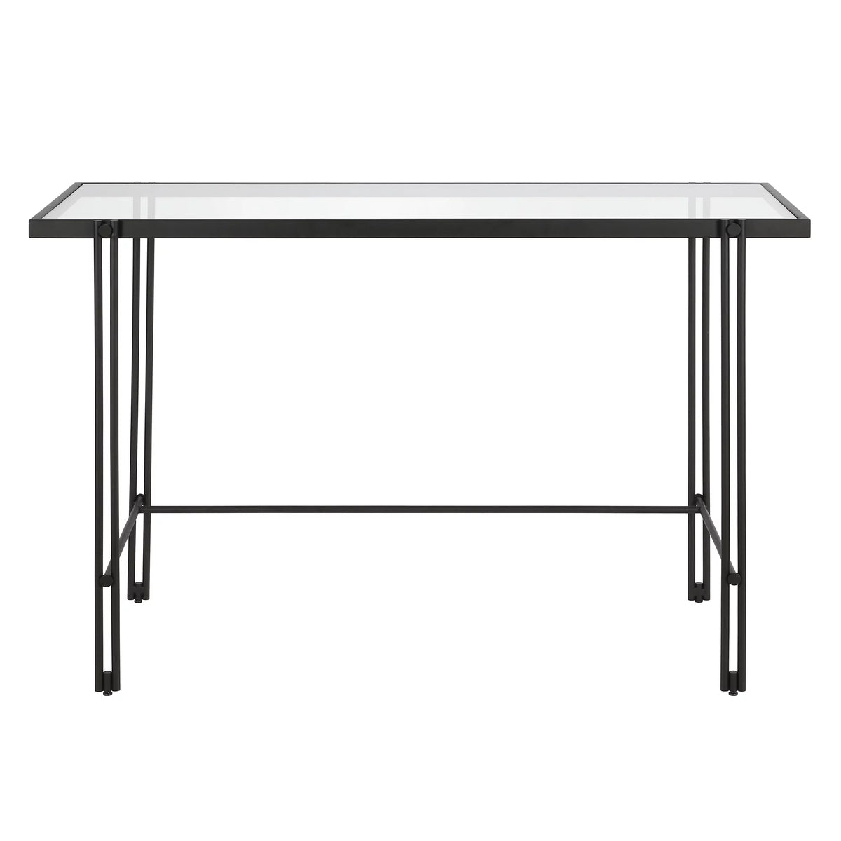 Blackened Bronze Metal Desk with Glass Top H49418