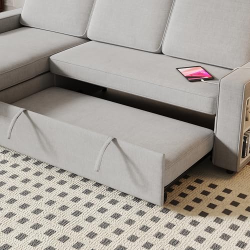 86 Inch Reversible Sleeper Sectional Sofa with Pull Out Couch Bed M4221