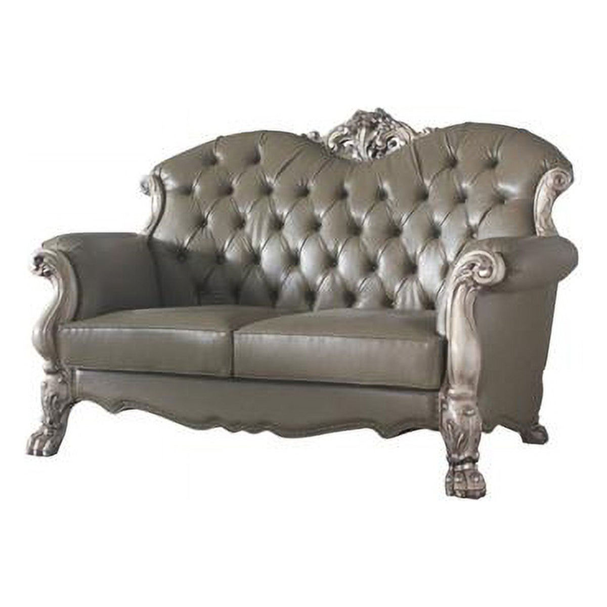 Patina & Bone Faux Leather Love Seat & Toss Pillows T404