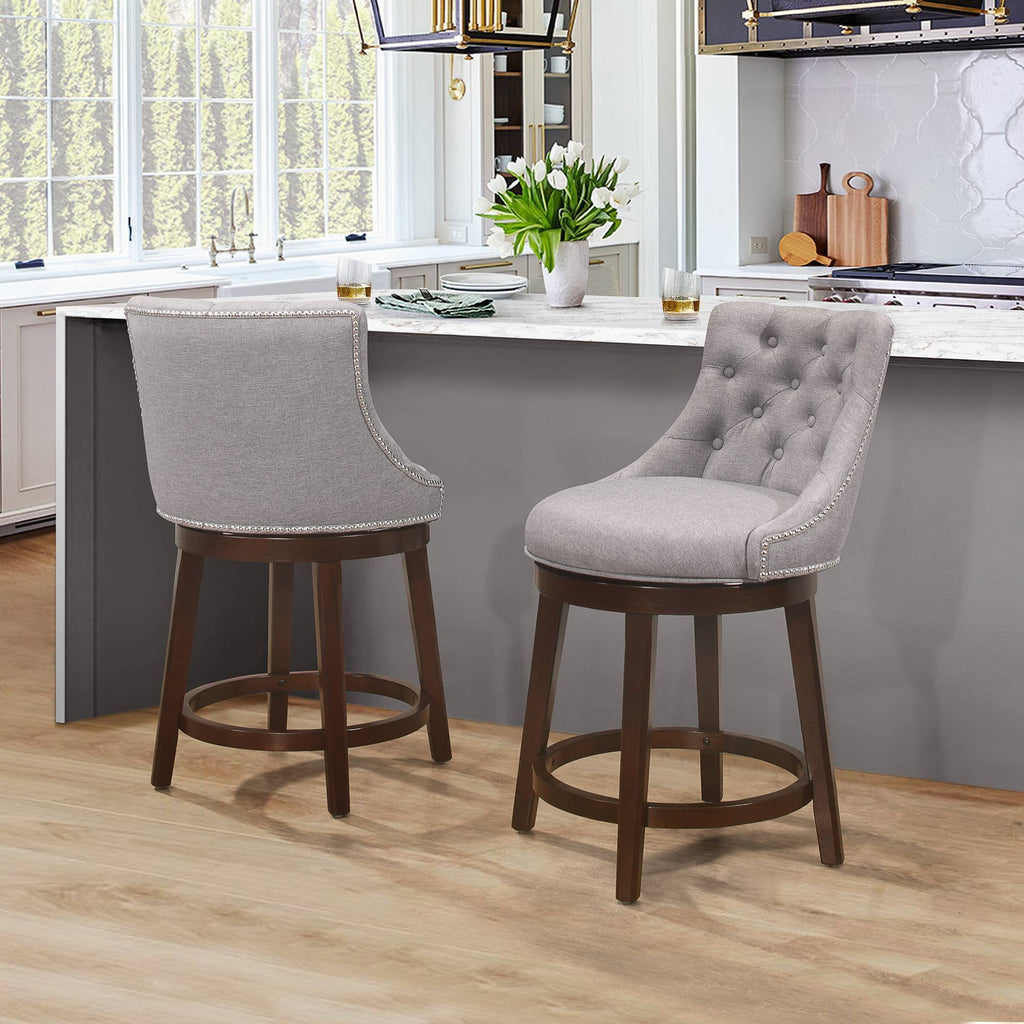 Gray Fabric Swivel Counter Height Stool G911