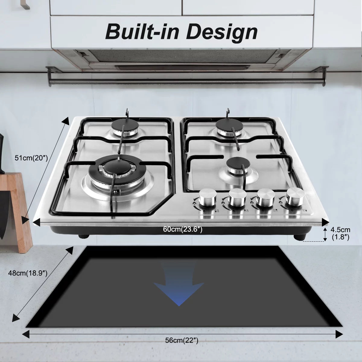 4 Burner Stainless Steel Gas Cooktop O976