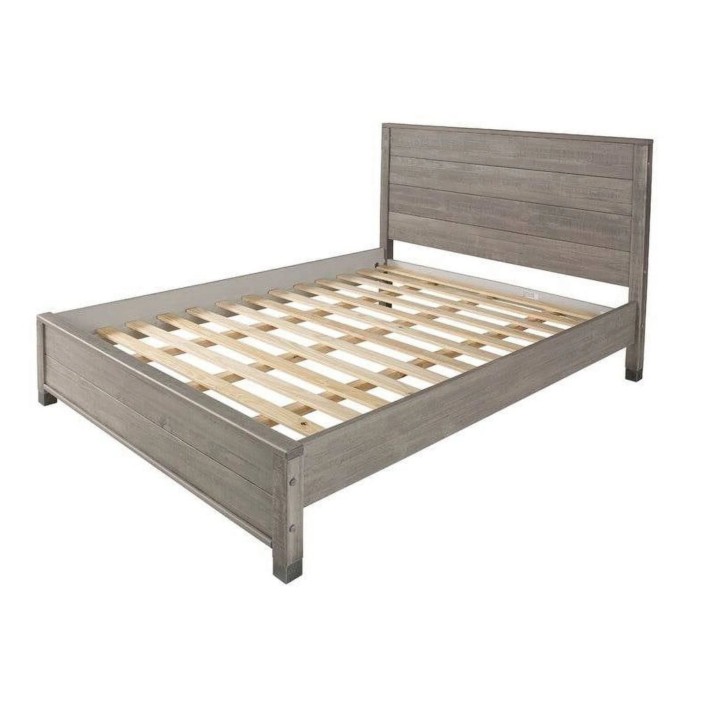 Grey Queen Solid Wooden Platform Bed Frame with Headboard G374319