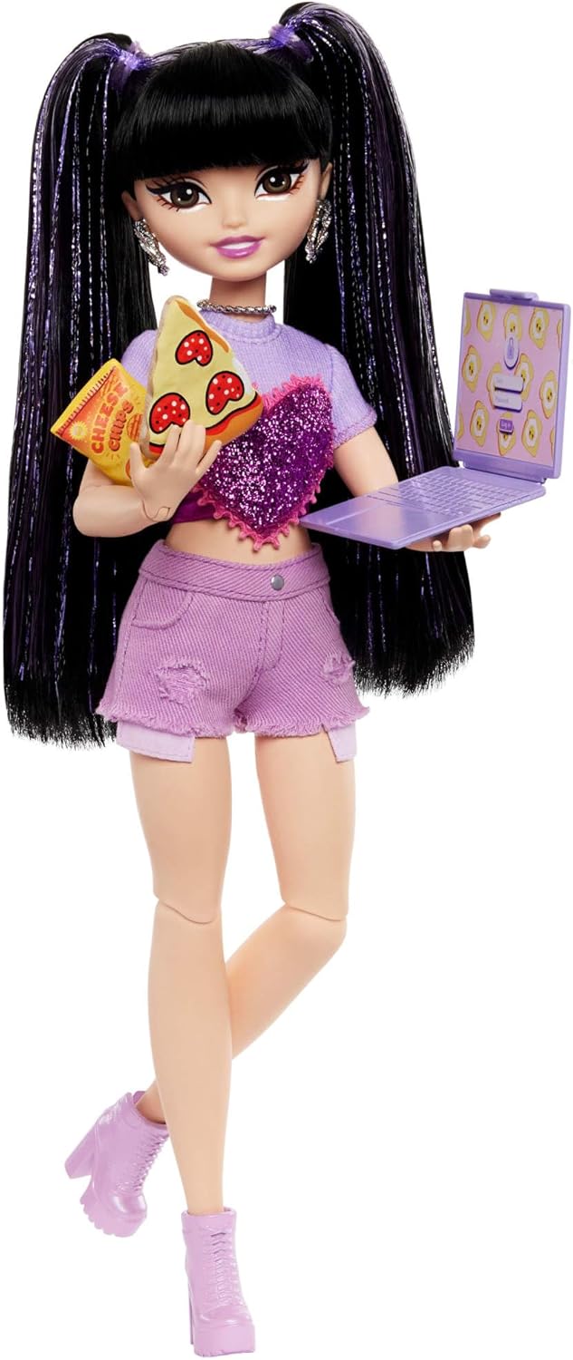 Renee Posable Fashion Doll with Long Black Hair, 11 Pieces F8110