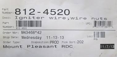 Ignitor Wire with Wire Nuts U62158