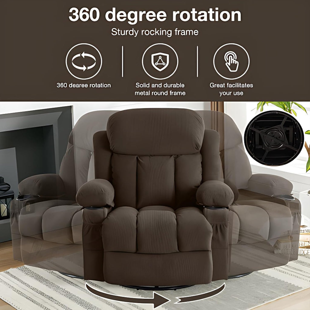 Brown Swivel Massage Recliner Sofa N64221