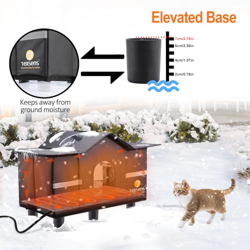 Weatherproof Large Cat Shelter with Roof Window and Cozy Cushion P146569