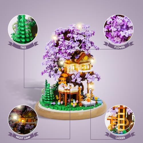 Miniature Cherry Blossom Tree House Building Blocks Set D102118