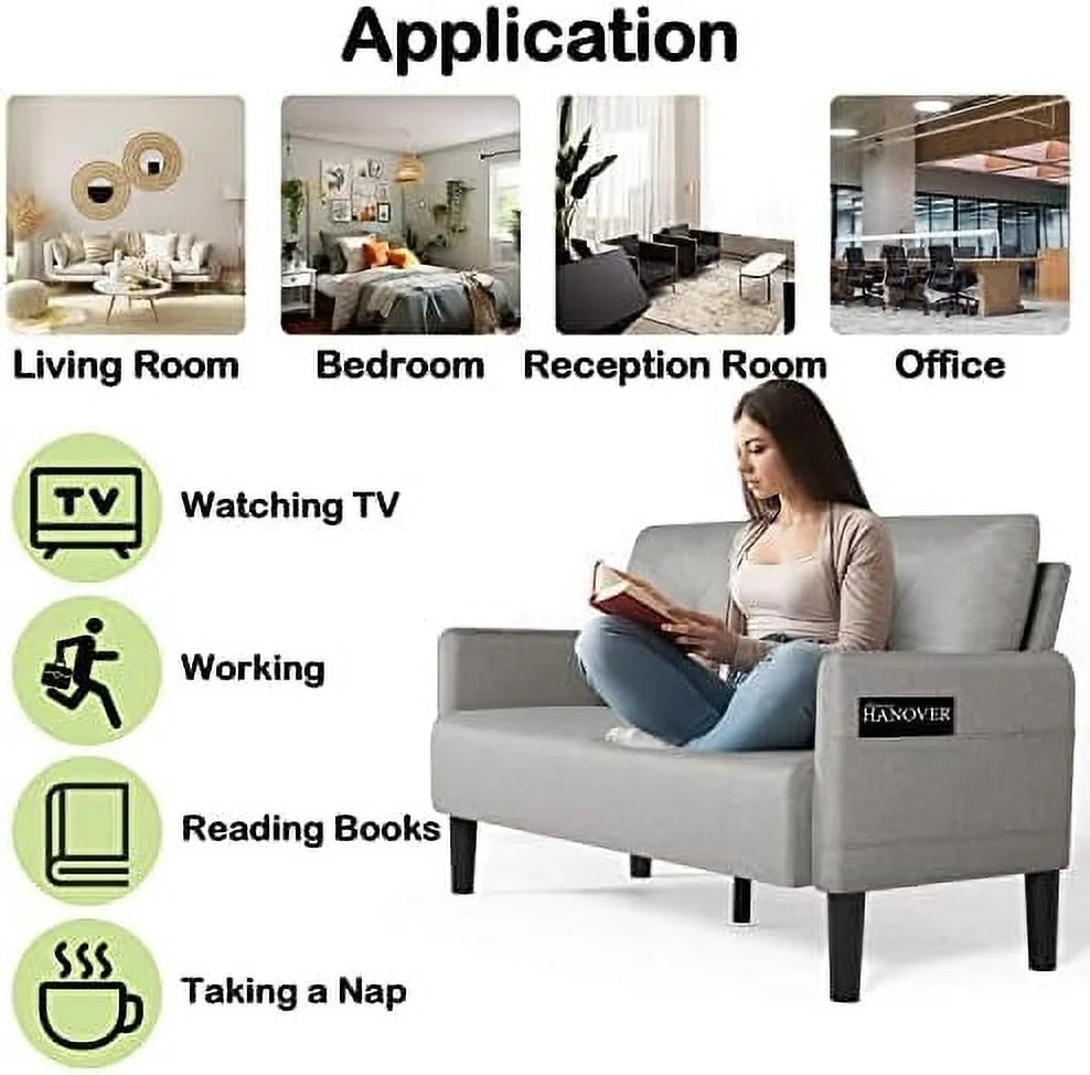 Modern Fabric Loveseat Sofa with 2 USB Charging Ports F518591