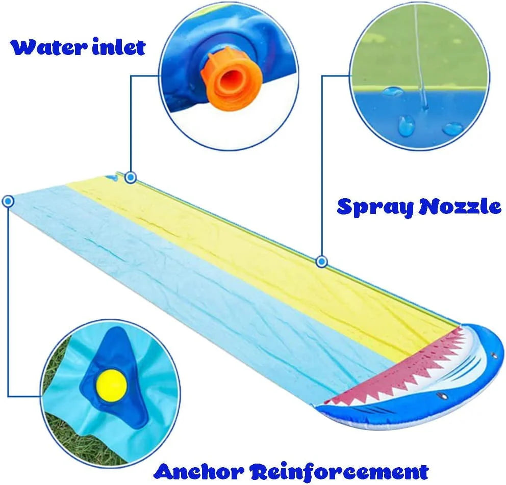 16ft Double Racing Lane Lawn Water Slide with Sprinkler T942