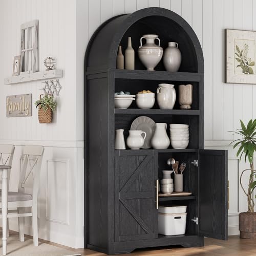 Brown Pantry Storage Cabinet with Drawers Doors and Shelves J98321