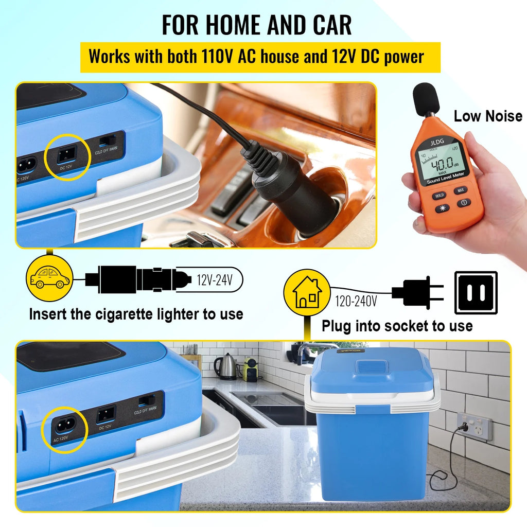 Portable Car Fridge 25L/28Qt with 110V AC Home Power Cord & 12V Car Adapter R3090