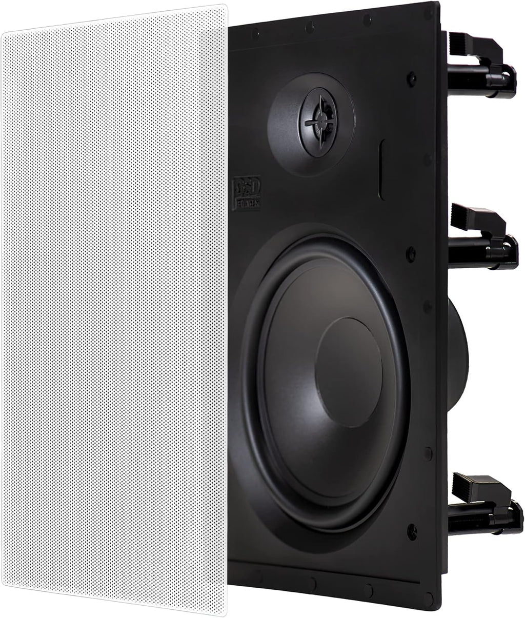 In Wall 8" Speakers Pair with Silk Dome Tweeter and Trimless Magnetic Grill K89798