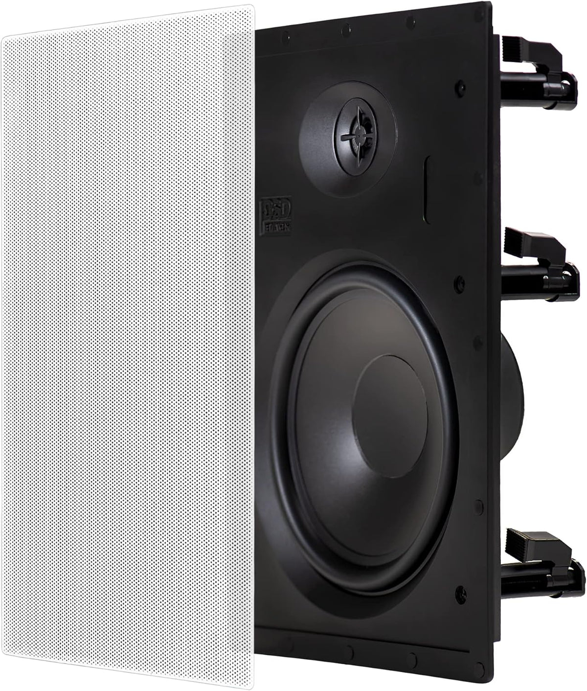 In Wall 8" Speakers Pair with Silk Dome Tweeter and Trimless Magnetic Grill K89798