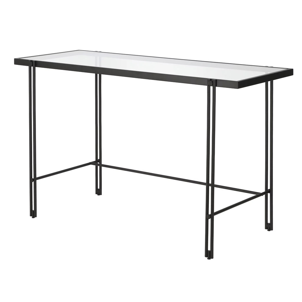 Blackened Bronze Metal Desk with Glass Top H49418