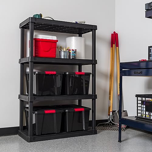 4-Shelf Heavy Duty Plastic Storage Shelves Black B3589
