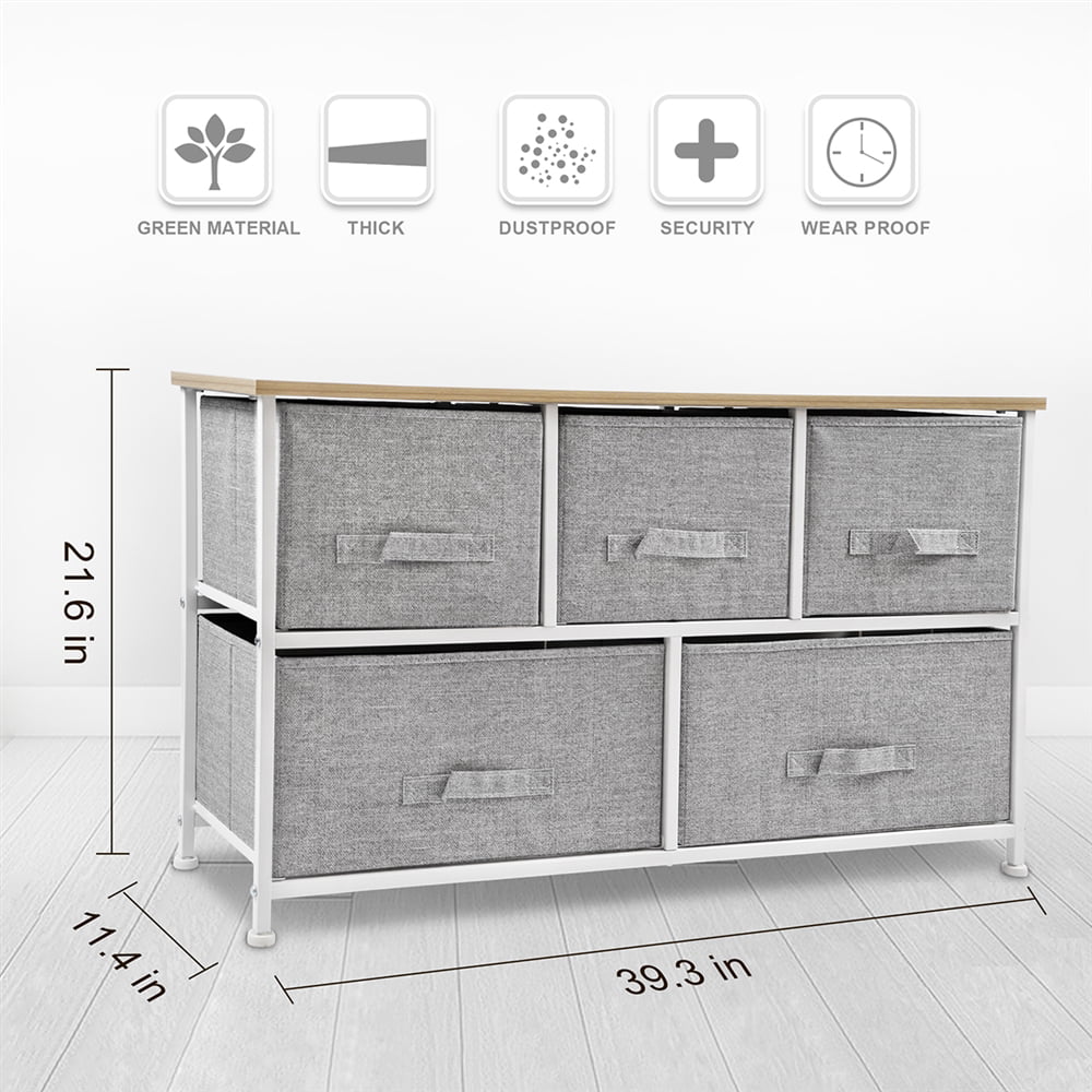 Light Grey 5 Drawer Fabric Dresser M8582