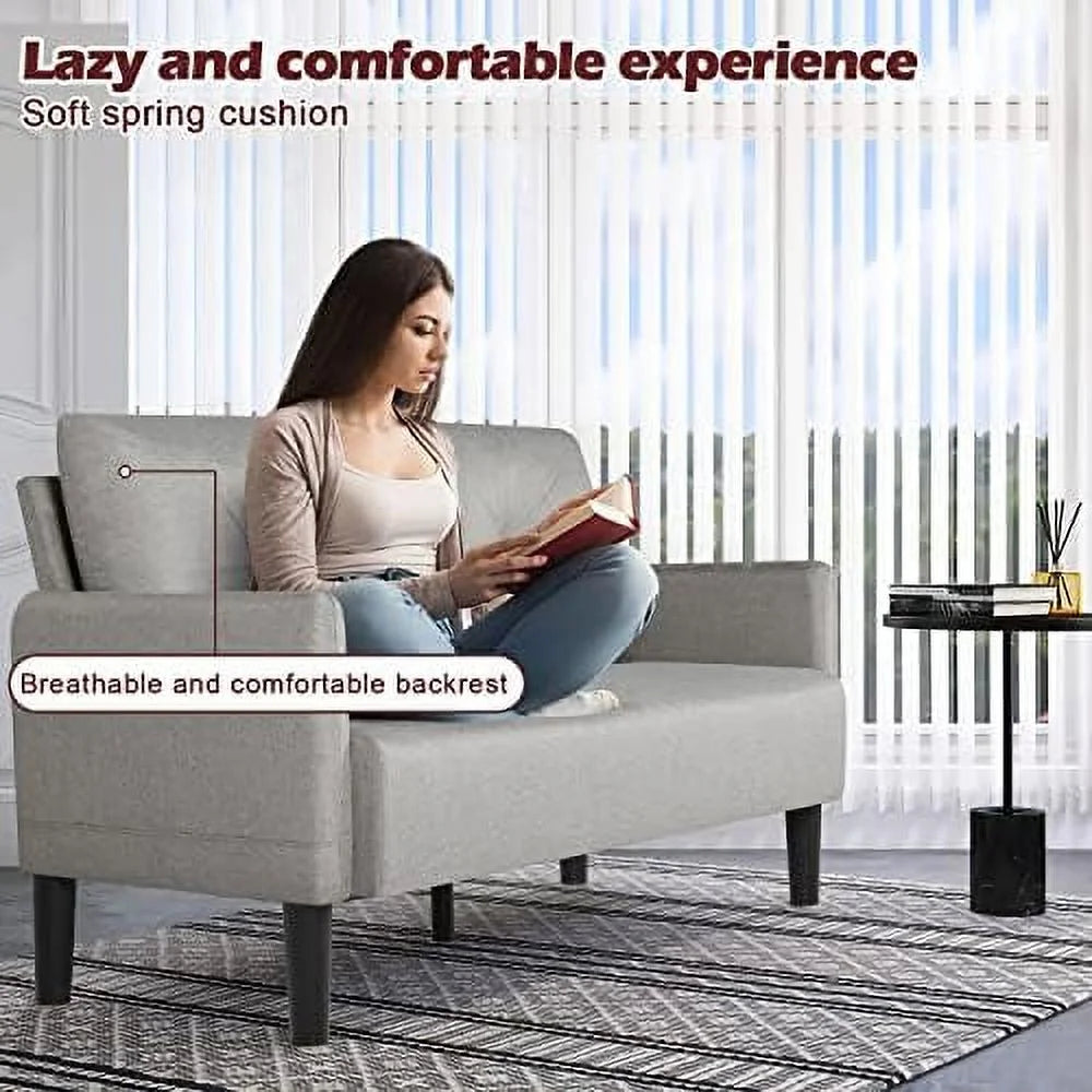 Modern Fabric Loveseat Sofa with 2 USB Charging Ports F518591