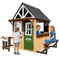Cedar Gray Wooden Kids Playhouse with Play Kitchen B35598
