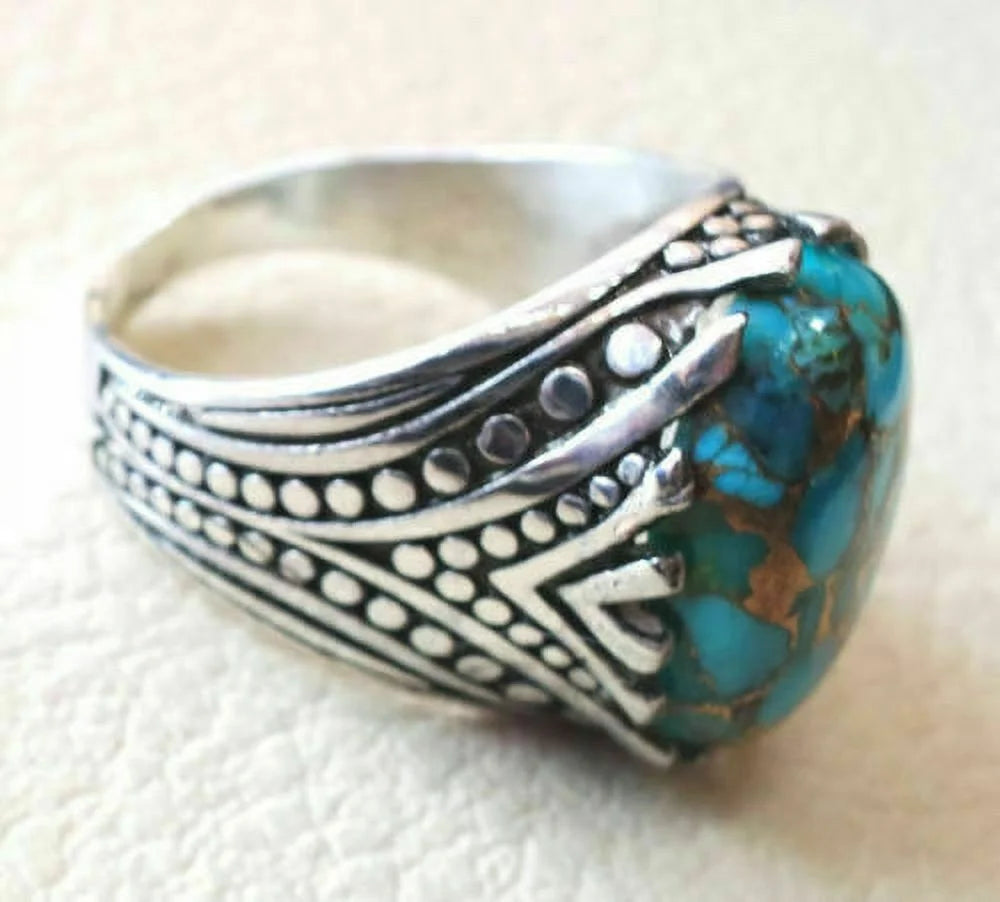 925 Sterling Silver Turquoise Gemstone Ring J444