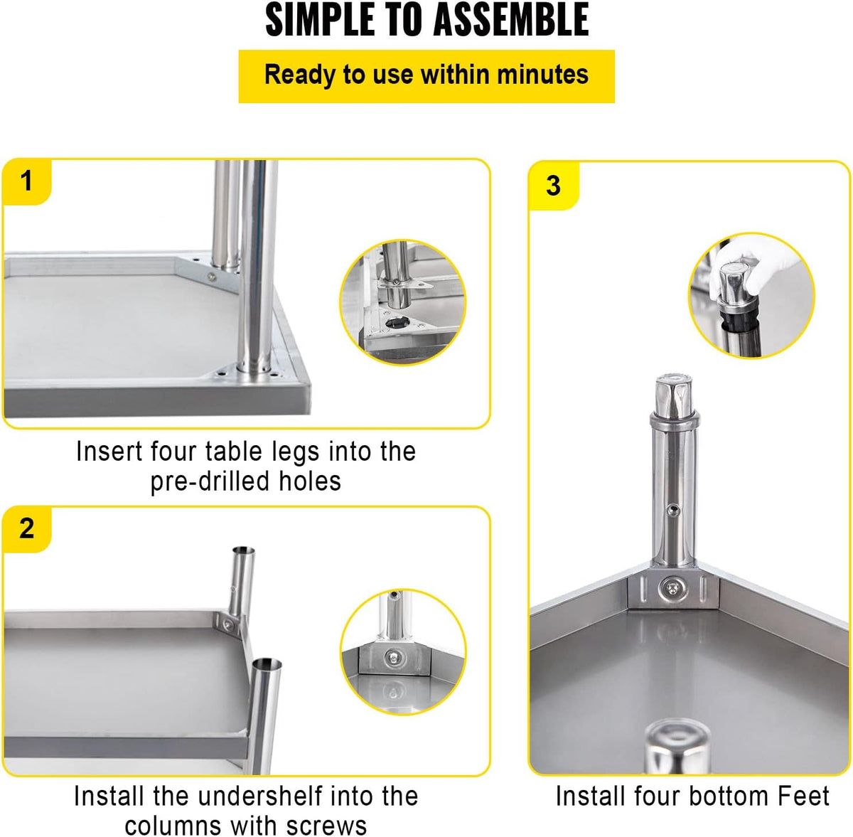Stainless Steel Prep Table with Backsplash and Adjustable Undershelf C856
