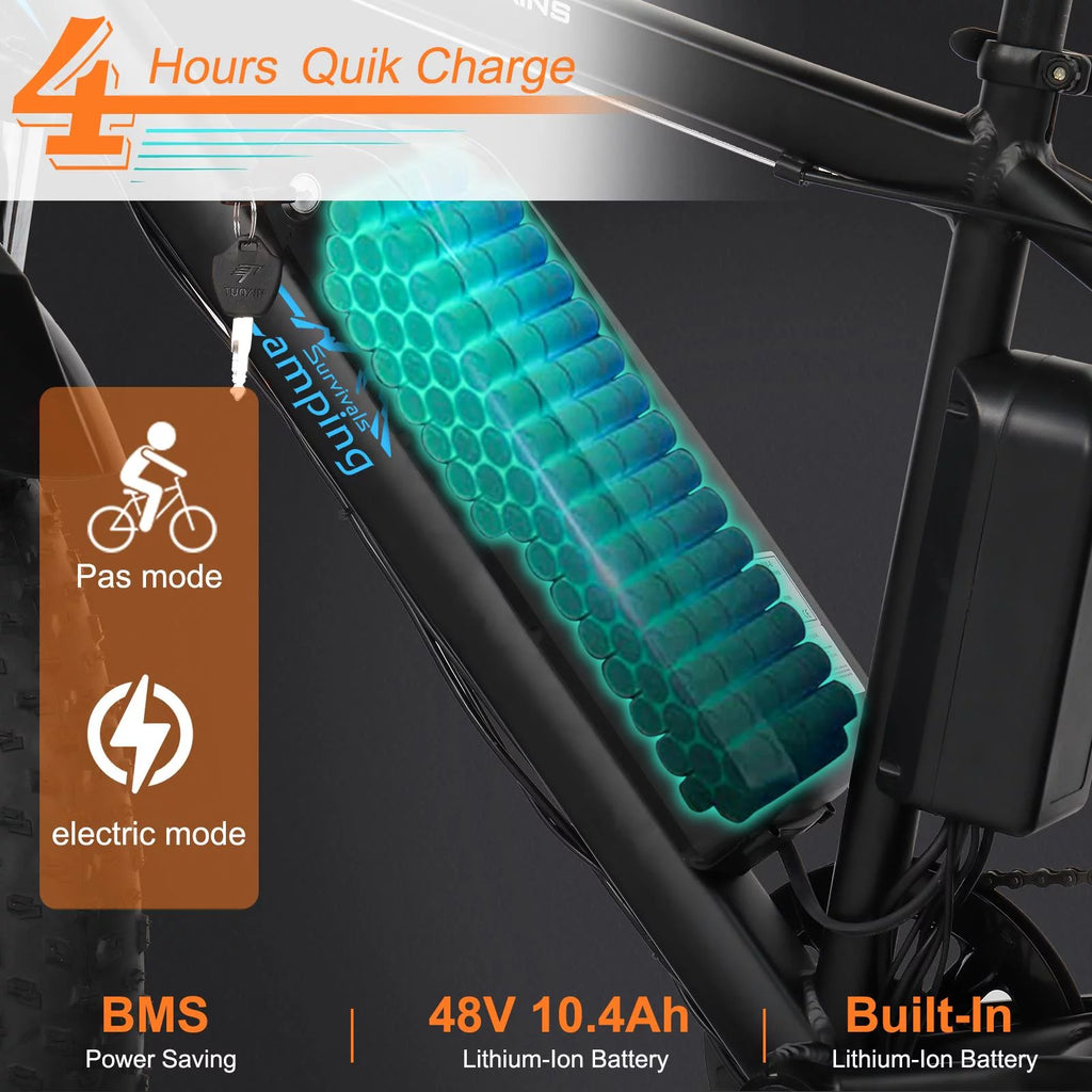 26 inch 7-Speed Electric Mountain Bicycle 500W 48V 10Ah Q44522