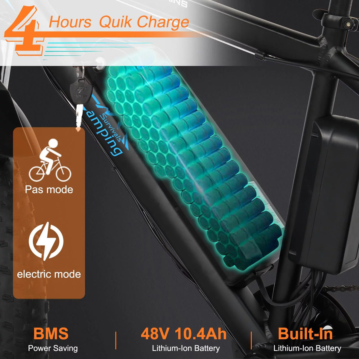 26 inch 7-Speed Electric Mountain Bicycle 500W 48V 10Ah Q44522