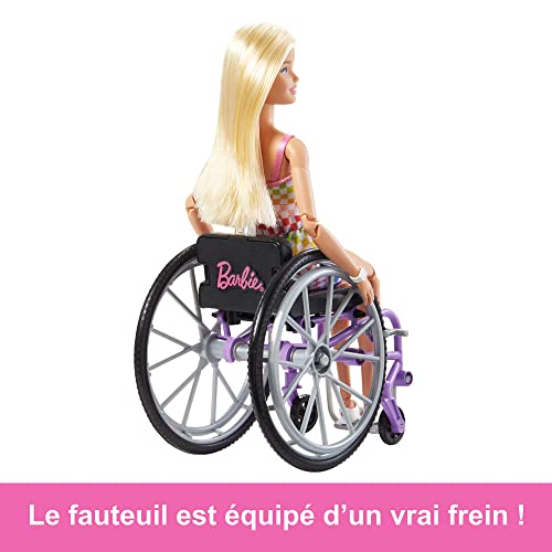 Wheelchair & Ramp Doll with Wavy Blonde Hair & Tropical-Print Outfit E27464