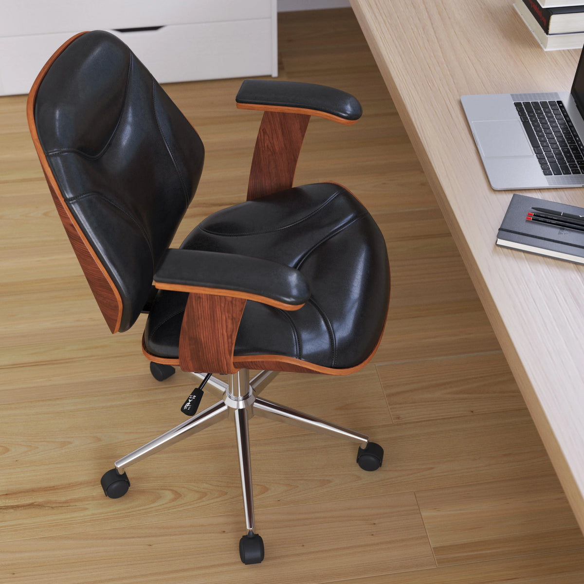 Black Faux Leather Ergonomic Office Chair G239409